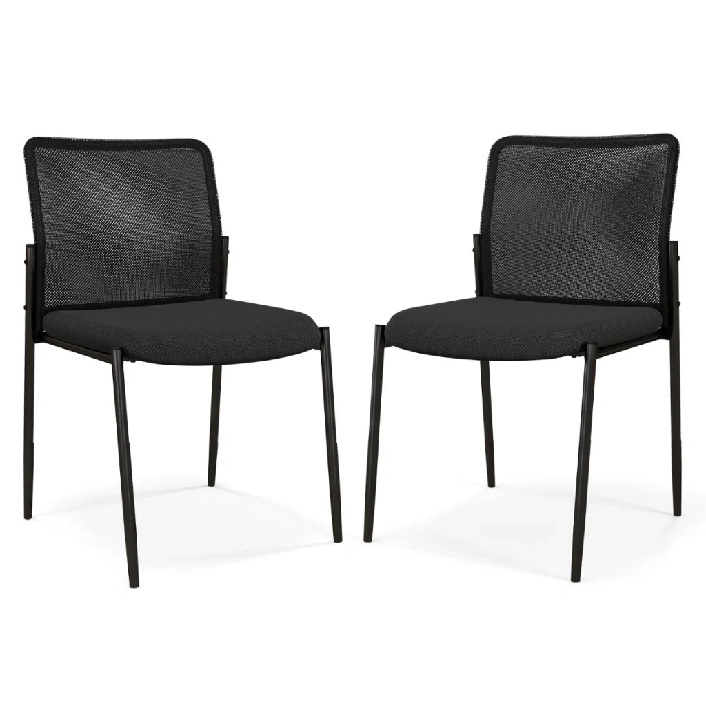 Set di 2 sedie da ufficio impilabili con schienale ergonomico e comfort imbottito design moderno 63 x 52 x 84 cm rete nera 20_0017801
