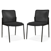 Set di 2 sedie da ufficio impilabili con schienale ergonomico e comfort imbottito design moderno 63 x 52 x 84 cm rete nera 20_0017801