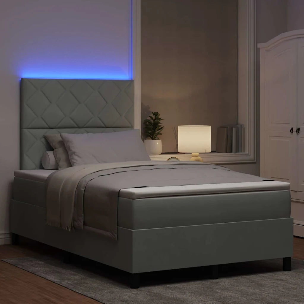 Letto a Sorgente LED Grigio chiaro 120 x 190 cm Tessuto 3343364