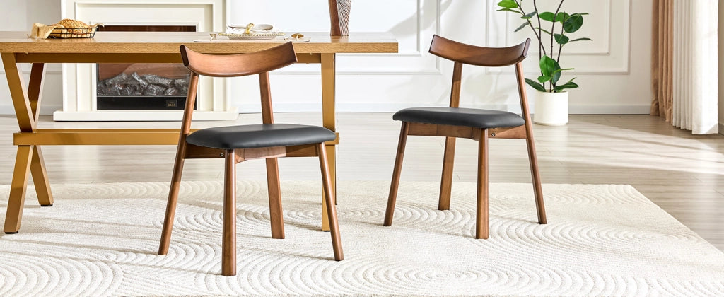 Set 2 sedie da pranzo scandinave in legno con seduta imbottita, nero