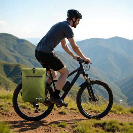 Borsa per bici 3in1 25 l verde oliva, impermeabile, montaggio al portapacchi posteriore, scomparto laptop, elementi riflettenti