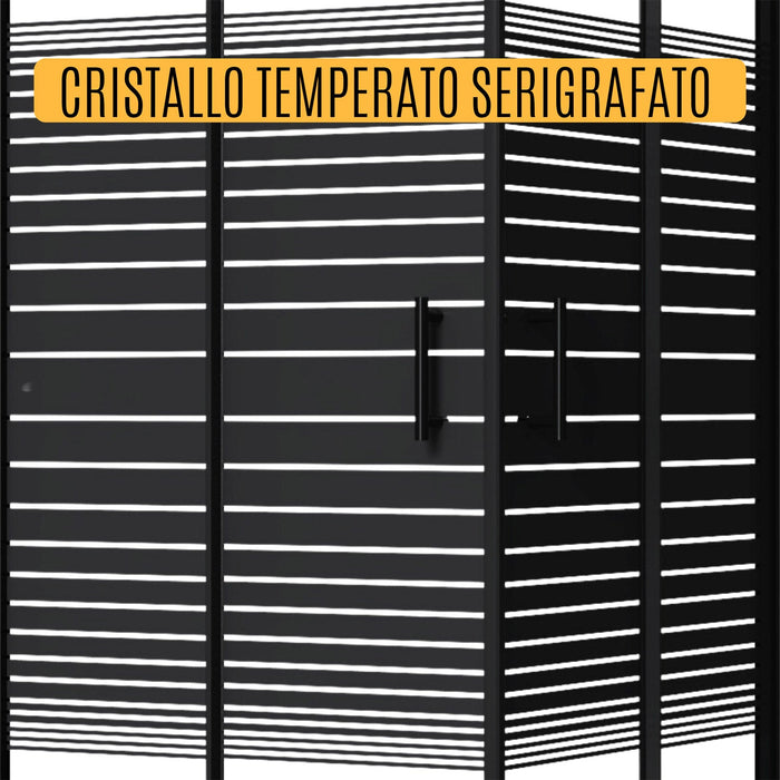 Box Doccia Angolare 2 Ante Scorrevoli 70x90 cm in Cristallo 6 mm H190 cm Profilo Nero