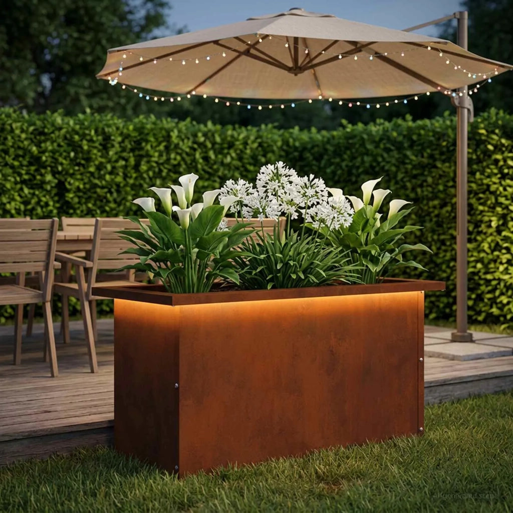 Fioriera da giardino con LED Ruggine 30 x 60 x 30 cm 8008096
