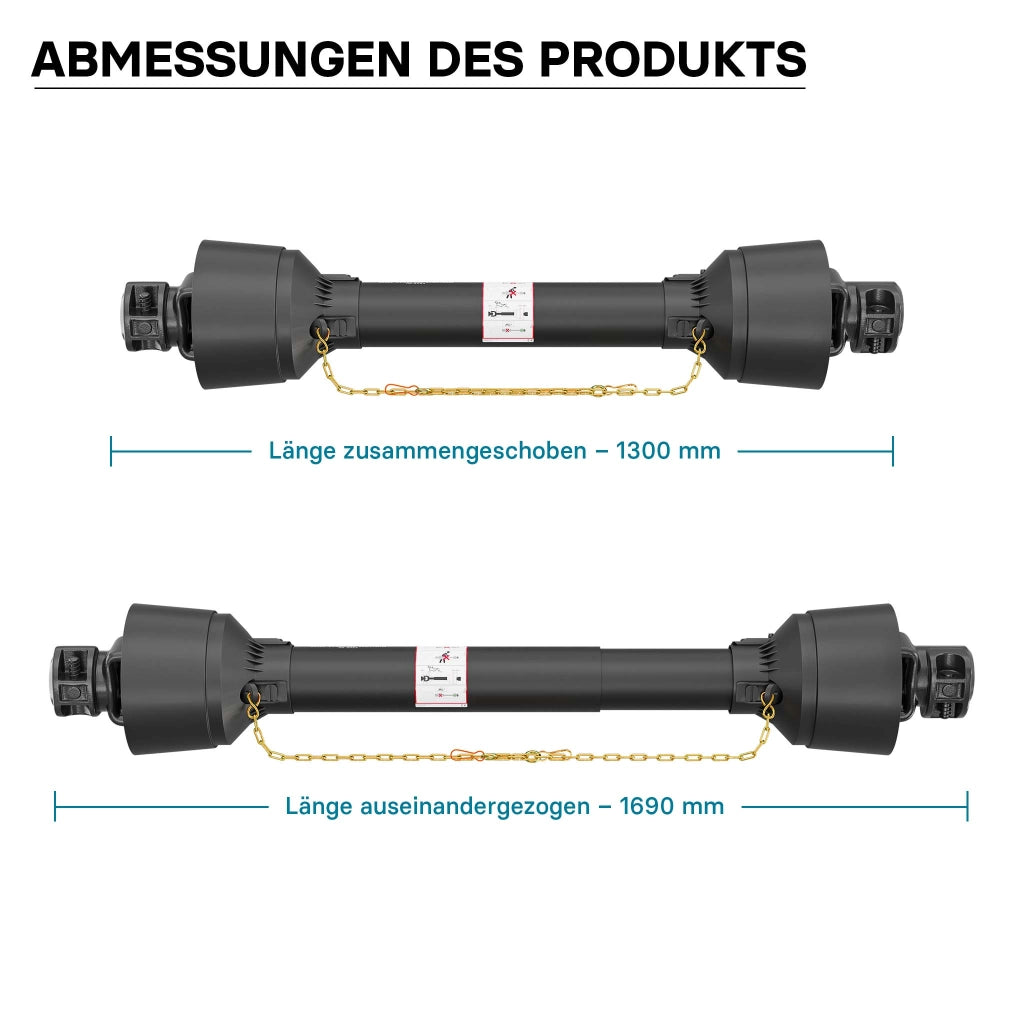 Albero cardanico T5 Giunto cardanico 1300-1430mm 620Nm 540rpm Cardano 54kW (74CV) 2x 1 3/8" 6 denti