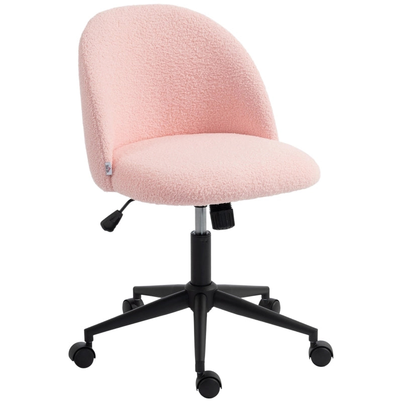 Sedia da ufficio girevole con altezza regolabile, funzione dondolo, schienale ergonomico e rotelle, in poliestere rosa