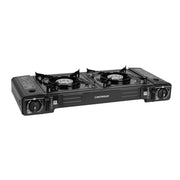 Trade Shop - Fornello Portatile A Gas Butano Con Valigetta Con Doppio Bruciatore Regolatore Fiamma -