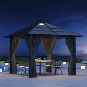 Gazebo 3 x 3 impermeabile con Luce LED, stabile, in alluminio, gazebo da giardino, con tetto fisso, protezione UV, adatto per scene esterne, grigio