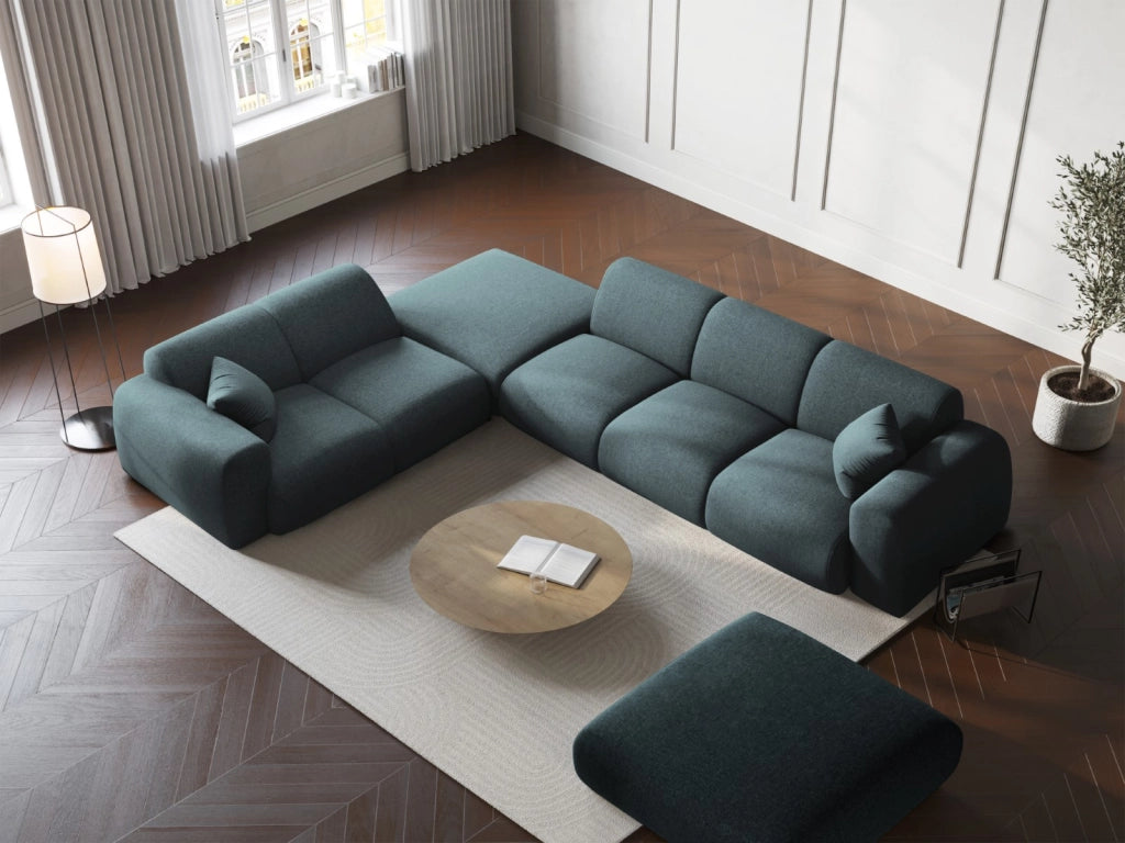 Cosmopolitan Design - Divano angolare sinistro "Nolio" 4 posti in ciniglia petrolio 