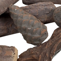 Set 9 Tronchetti Decorativi per Stufe e Camini in Ceramica Effetto Legno