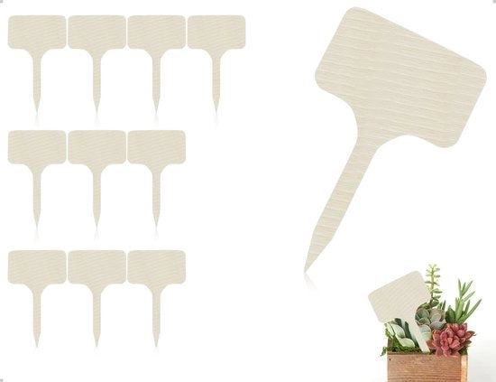 Etichette per piante in legno 10 pezzi - Design a T - Sostituzione duratura e resistente - Ideali per giardini e serre