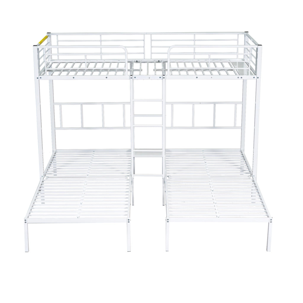 Letto a Castello Triplo con Scala e Tavolo ¨C MINIMAL ¨C Metallo Bianco 90x200