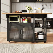 CARRELLO CUCINA Pieghevole 120x30x79,5 cm MDF Nero e Naturale