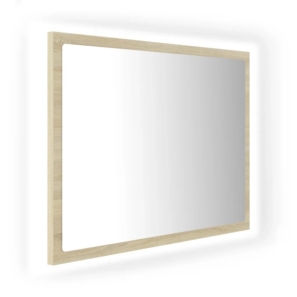 Specchio da Bagno LED-Specchio decorativo con LED Rovere Sonoma 60x8,5x37 cm in Acrilico