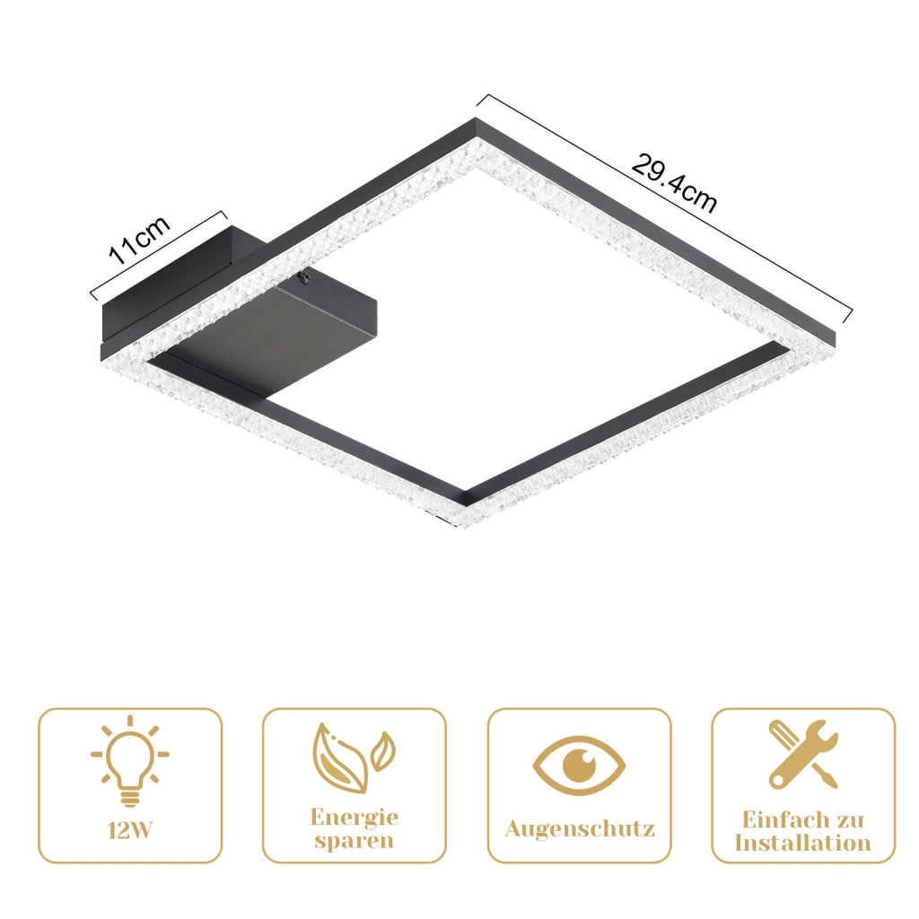 ZMH Lampada da soffitto plafoniera LED 12W bianco caldo cristallo metallo per soggiorno corridoio