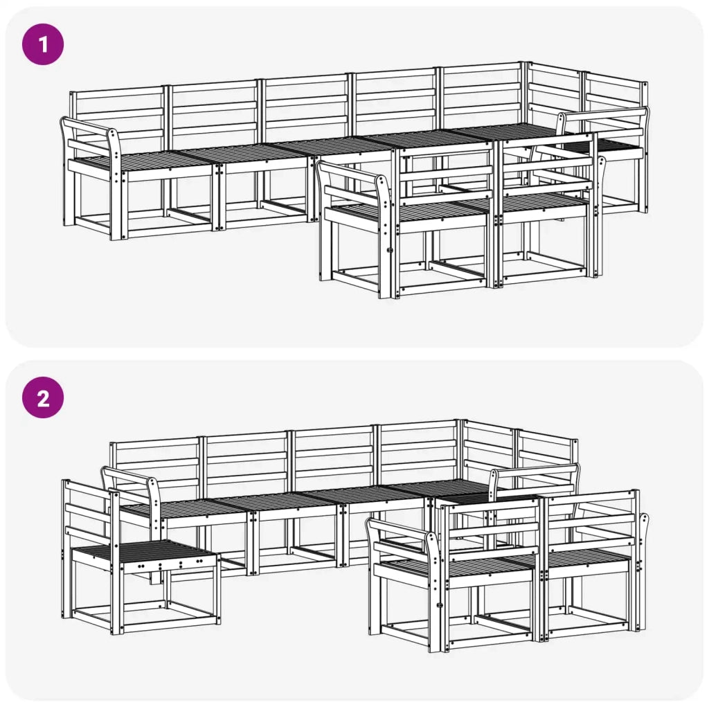 Set di divani da esterno 8 pcs Naturale