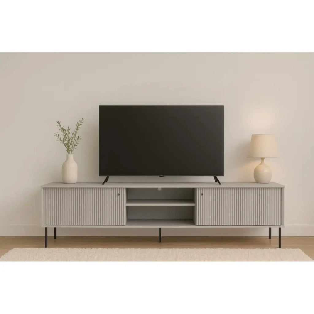 Mobile TV ISIS – 2 porte & 2 nicchie – Grigio – 157x55x41 cm