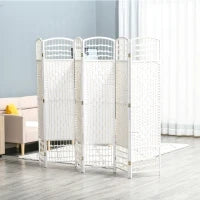 Separatore Ambienti 6 Pannelli Pieghevoli 242L x 170H cm Legno Di Pioppo Bambù Fibre Di Carta Intrecciata Bianco Paglia