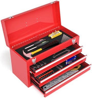 Cassetta attrezzi con carrello - Cassetta attrezzi metallo vuoto - 52 x 21 x 30 cm - Rosso