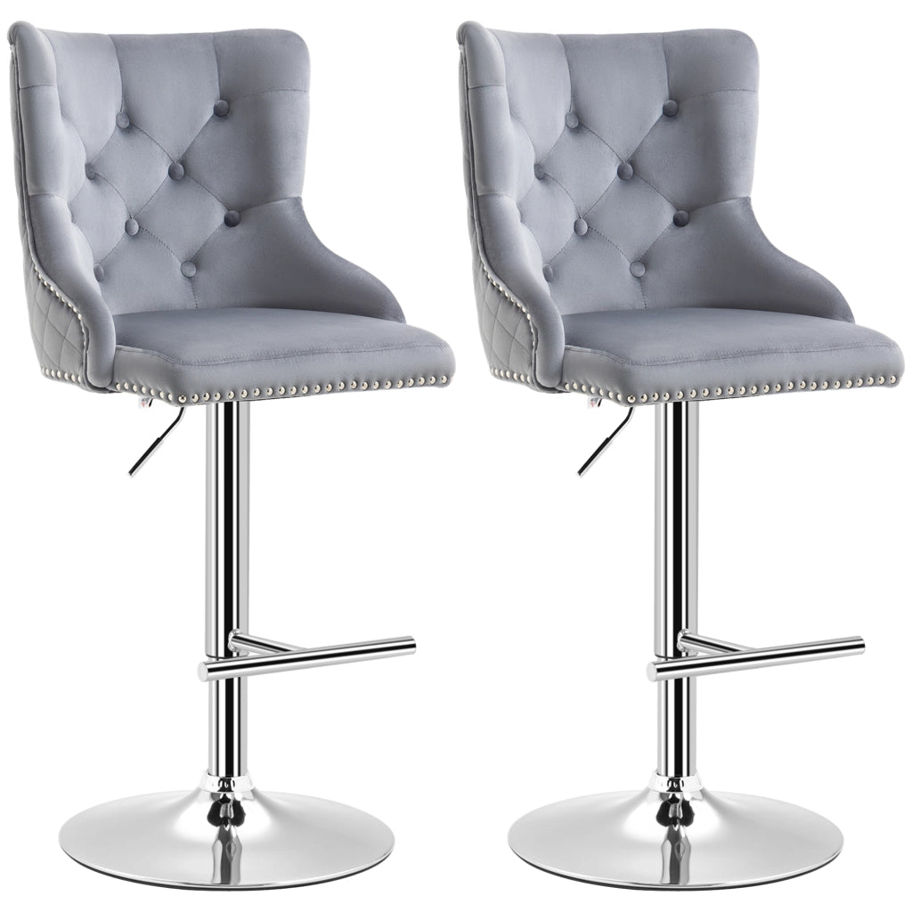 Sgabello bar 2 pezzi ¨C zephmum ¨C regolabile, girevole, grigio, 46x55x123 cm