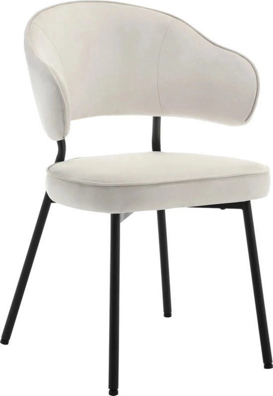 Set di 2 poltrone da sala da pranzo in velluto - comfort di seduta lussuoso - rivestimento di alta qualità - forma ergonomicamente curata - stile e robustezza - crème