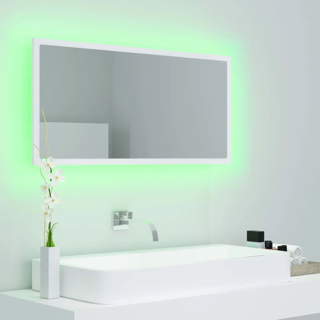 Specchio da Bagno con LED Bianco 90x8,5x37 cm in Acrilico cod mxl 78065