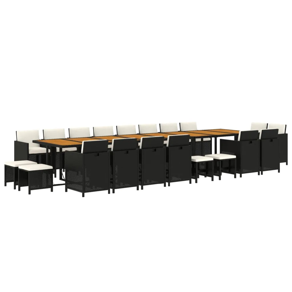 Set da Pranzo da Giardino 21 pz con Cuscini in Polyrattan Nero 3095684
