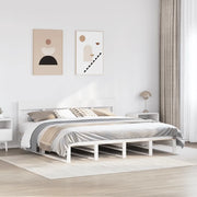 vidaXL Giroletto senza Materasso Bianco 200x200 cm Legno Massello Pino