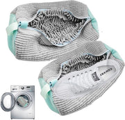 Set di due sacchetti per lavatrice per pulire scarpe, con chiusura a rilascio rapido e imbottitura in piuma, per sneaker e tenniscalcio