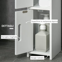 Mobile a Colonna con Mensole e Armadietti 15x17x120 cm in MDF e Legno Truciolare Bianco