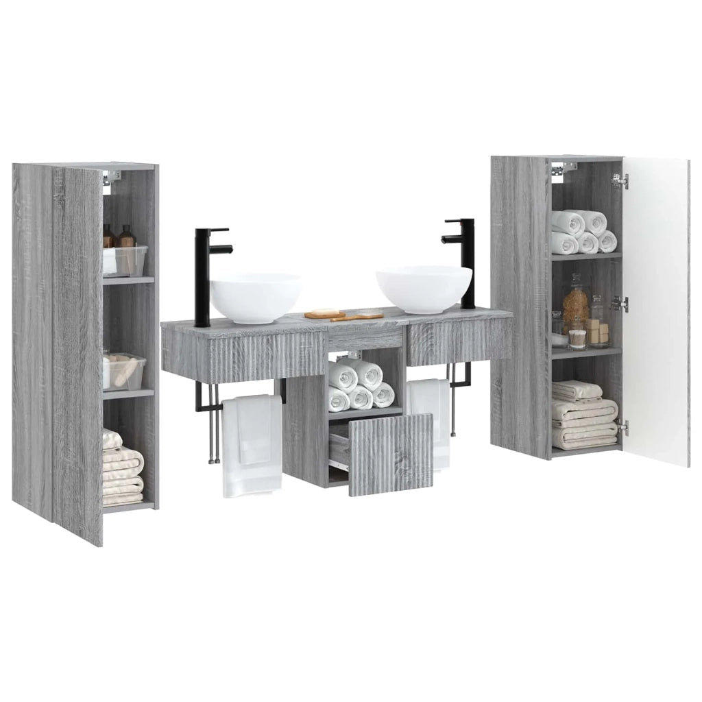 Set di mobili per il bagno 5 pz Sonoma grigio 3405969