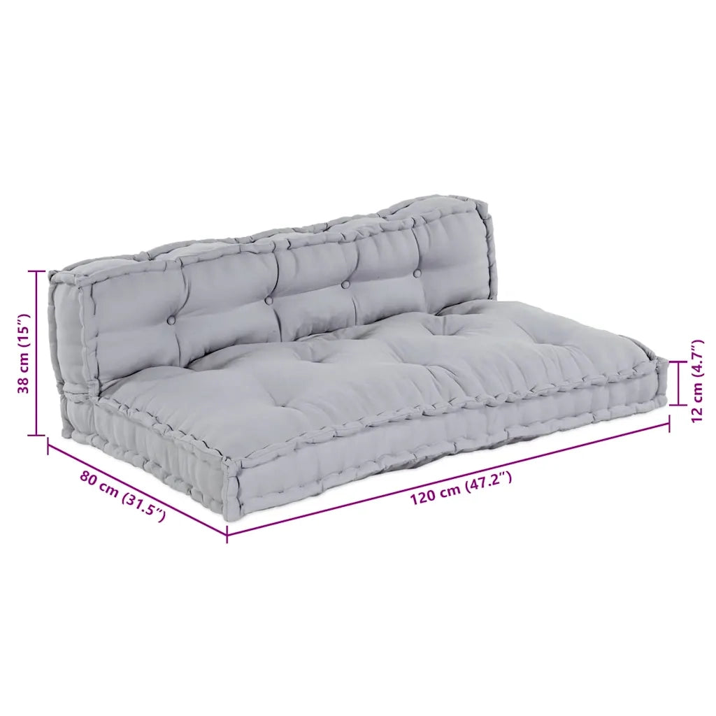 Cuscino per Divano Pallet 2 pcs Grigio 120 x 80 x 38 cm Tessuto 4019099
