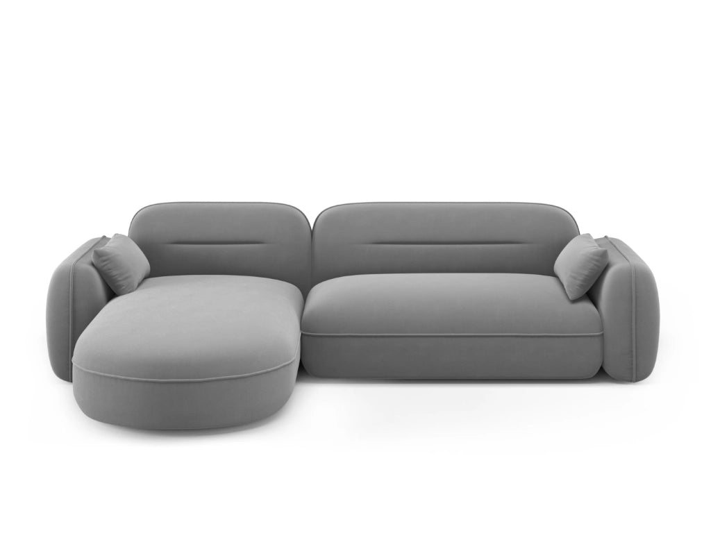 Cosmopolitan Design - Divano angolare modulare sinistro "Sydney" 4 posti in velluto grigio chiaro 