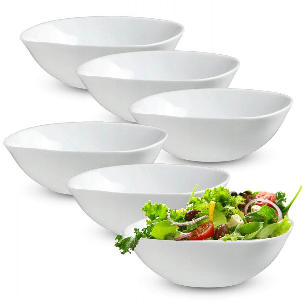 Set di 6 ciotole in vetro KADAX da 16 cm per insalata, zuppa e snack, colore bianco.