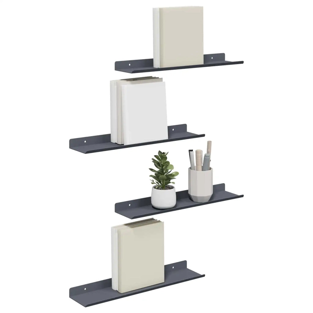 Mensola sospesa 4 pcs Antracite 40 x 8,5 x 2,5 cm Acciaio
