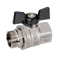 VALVOLA ARRESTO A SFERA IN OTTONE CON FARFALLA MASCHIO FEMMINA - 11/4  - BUG