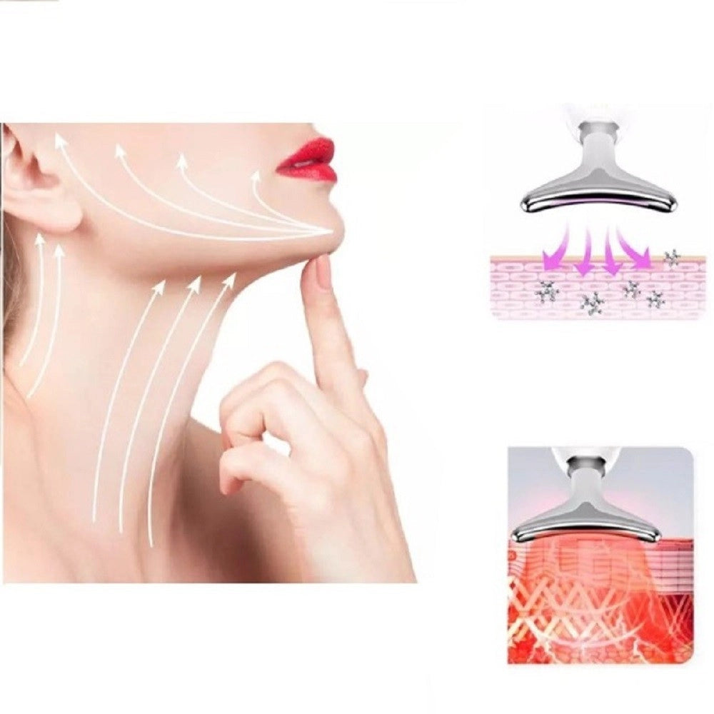 Trade Shop - Dispositivo Massaggiatore Di Bellezza Antietà Per Collo Viso Ricaricabile Q-mj10 -