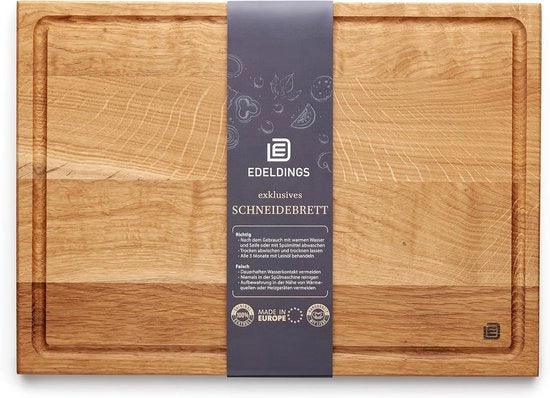 Piatto di taglio e servizio in legno di quercia - antibatterico - 1 pezzo - 35 x 25 cm - legno massello