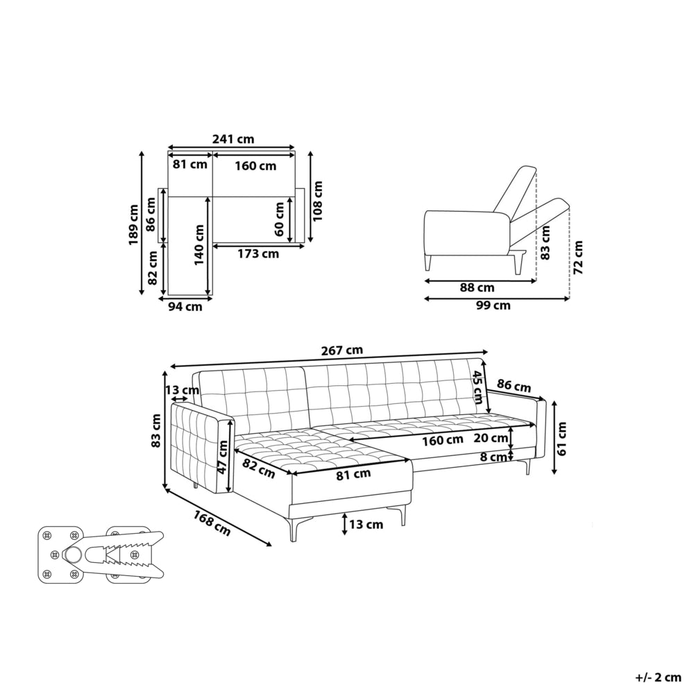 Divano letto ad angolo in ecopelle nera capitonnè moderna a forma di L Chaise longue modulare a 4 posti per versione destra