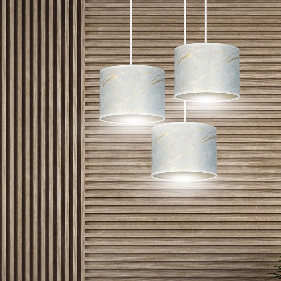 Lampadario Emibig Broddi 3 3xE27 bianco oro tessuto
