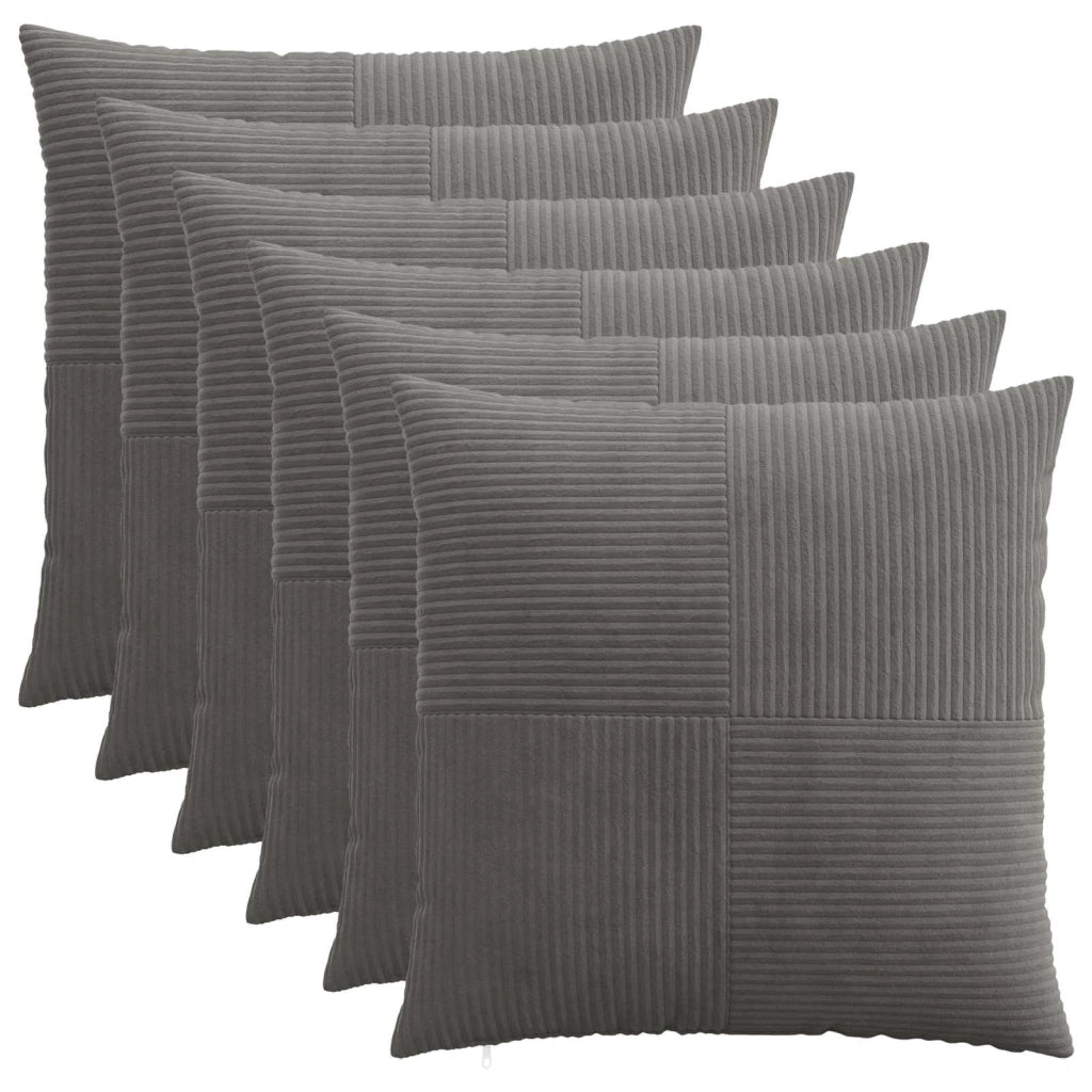 Federa 6 pcs ALMELO Grigio Scuro 80 x 80 cm corduroy 915688