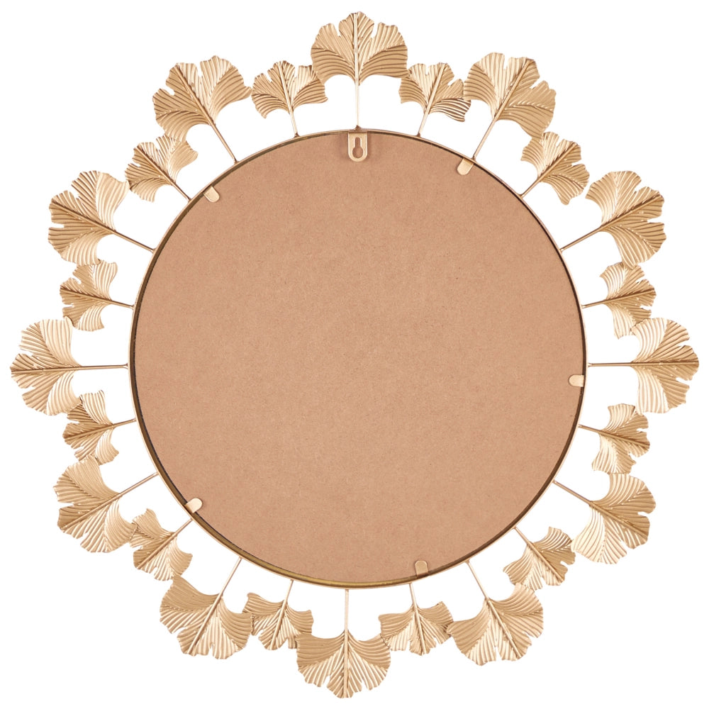 Specchio decorativo rotondo in legno di gingko e metallo oro da 60 cm camera da letto corridoio