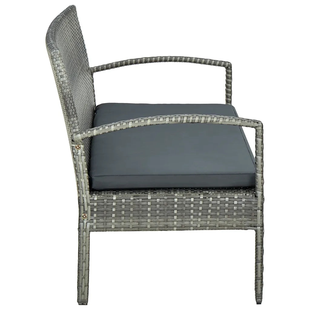Divano da Giardino a 3 Posti con Cuscini in Polyrattan Grigio 45792