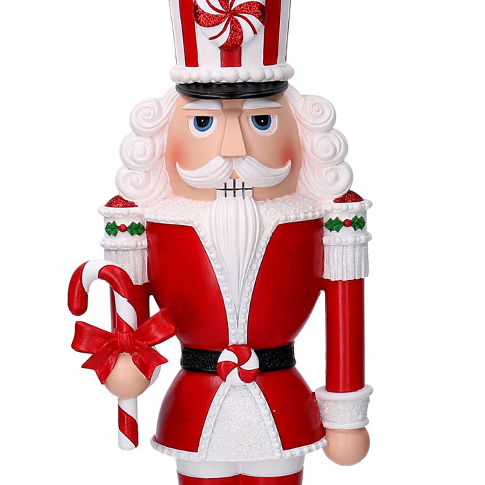 Soldatino Schiaccianoci in resina bianco e rosso cm 16x14xh51