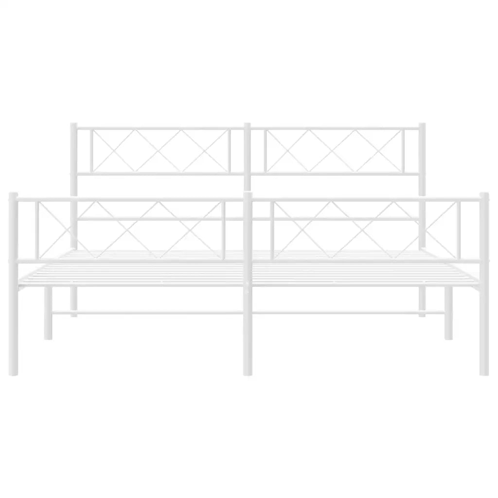 Giroletto con Testiera e Pediera Metallo Bianco 150x200 cm 372346