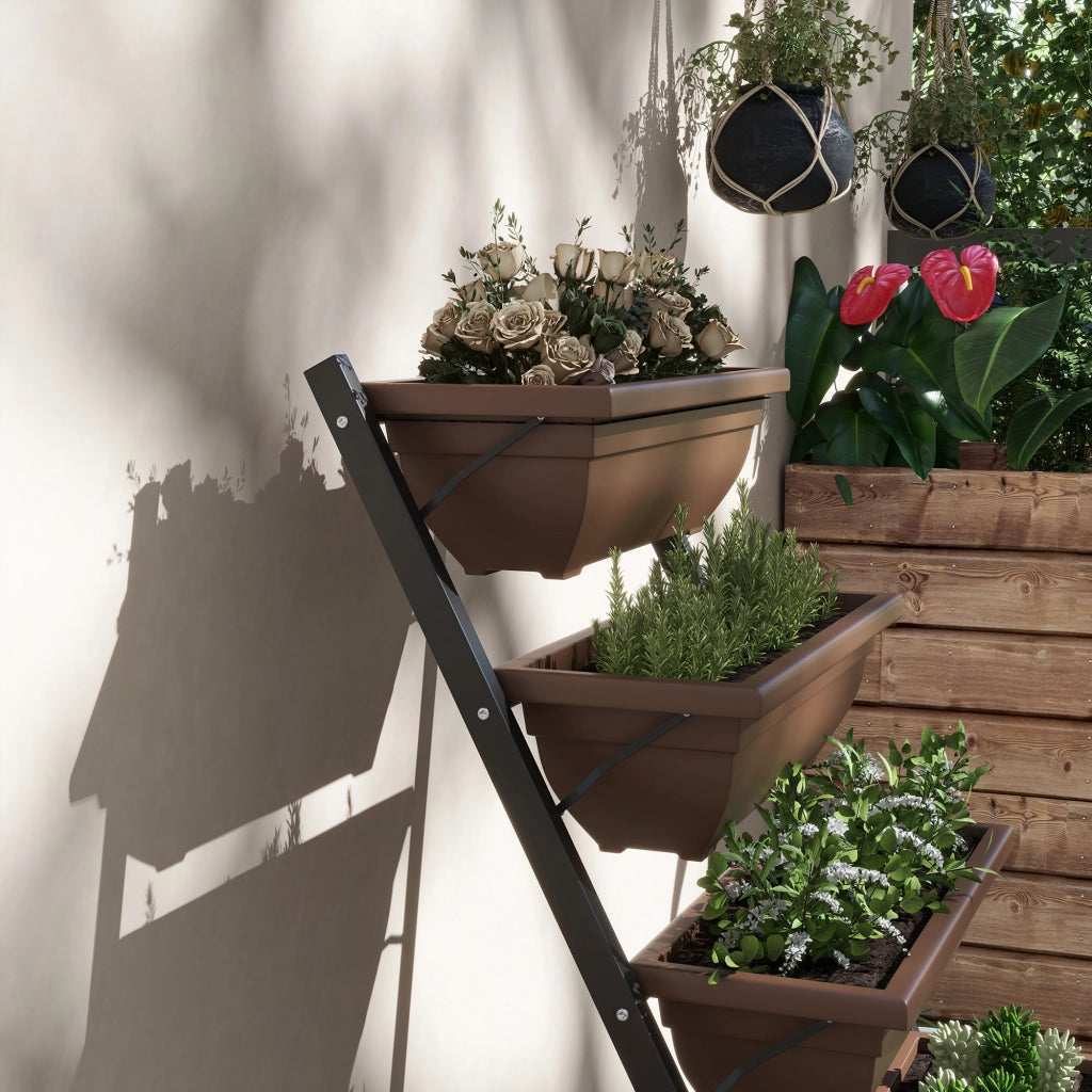 Giardino verticale con 5 bacs ¨C Zephmum ¨C Marrone acciaio 50x30x80