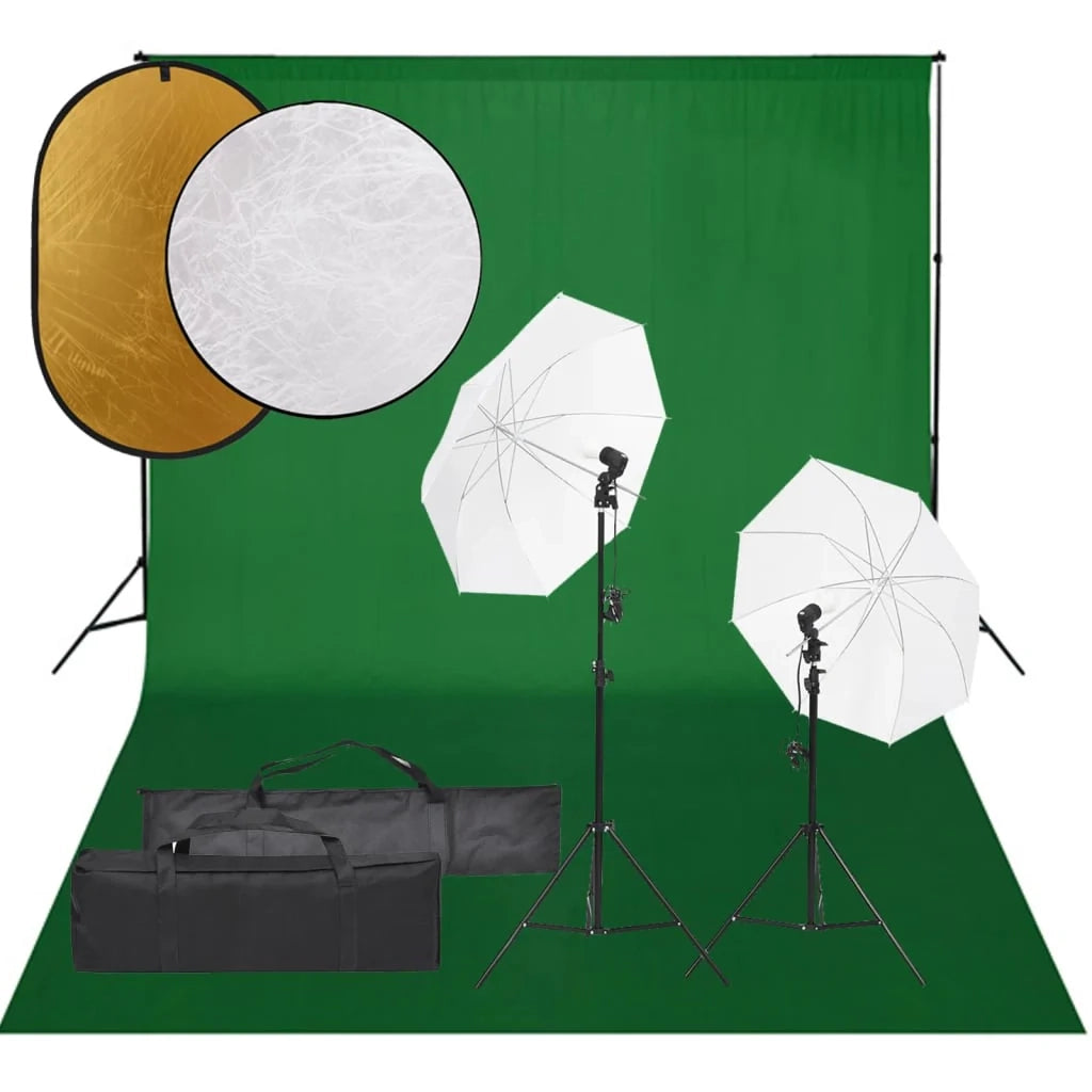Kit per studio fotografico con illuminazione fondale e riflettore nero 02_0042486