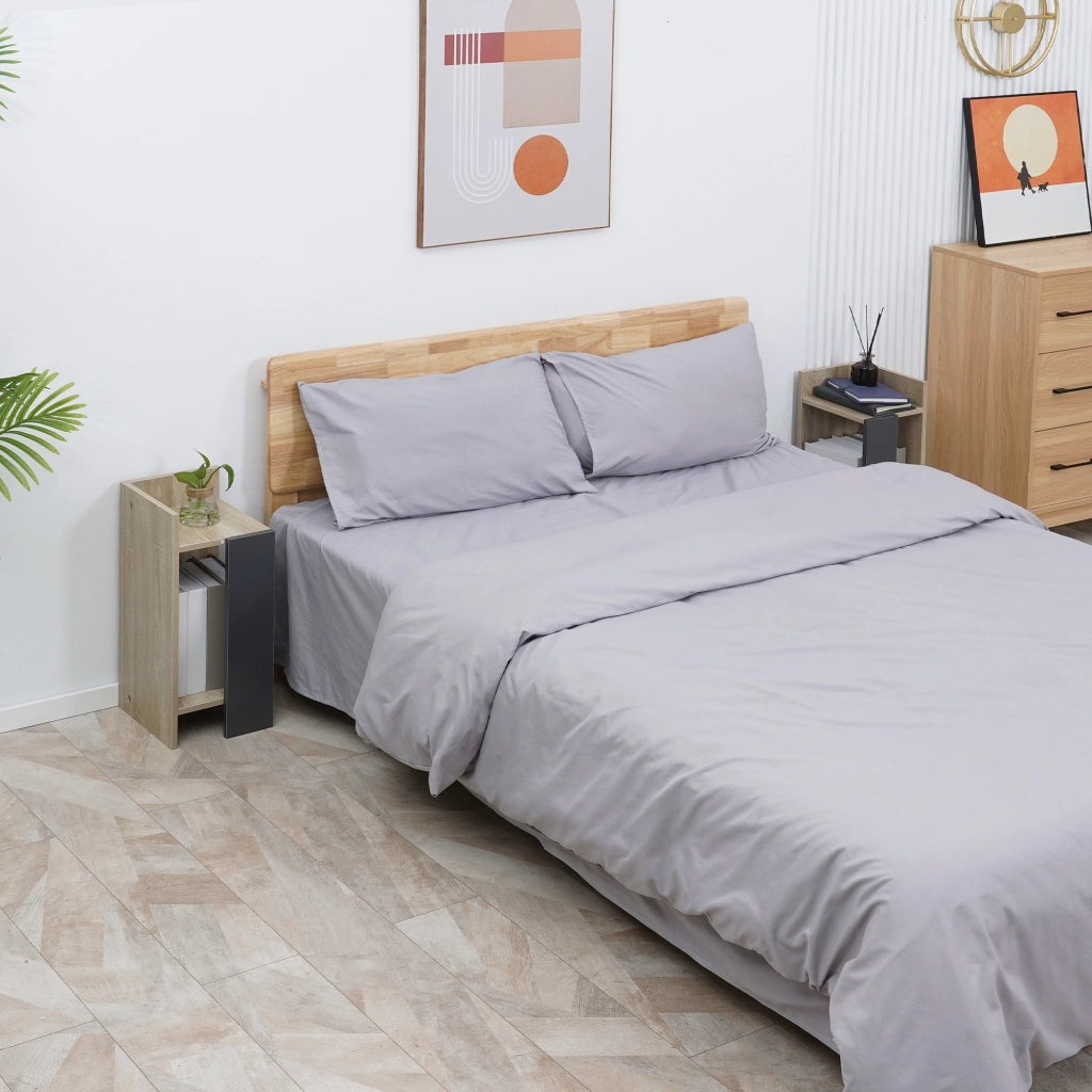 Comodino Grigio Moderno con Ripiano Aperto ¨C Zephmum ¨C 27x25x60cm