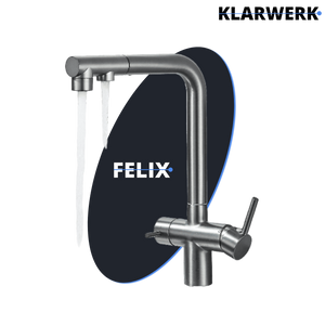 Felix | miscelatore estraibile 3 vie premium grigio titanio opaco | rubinetto da cucina a osmosi in acciaio inox| 360 gradi rotabile filtro 3 attacchi