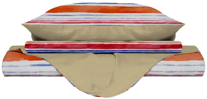 Copripiumino Matrimoniale con Stampa sul Sacco e Federe Doubleface Strisce