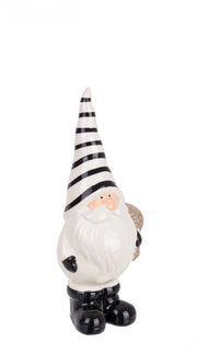 Babbo Balmy in piedi bianco-nero con sacco